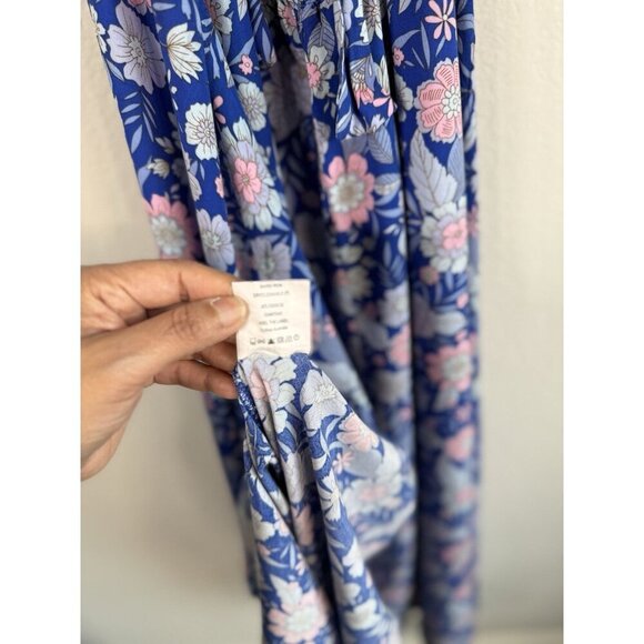 Abel the Label Blue Bell Cottage Floral Maxi Halter Backless Tie Back Dress Sz M - Picture 16 of 16